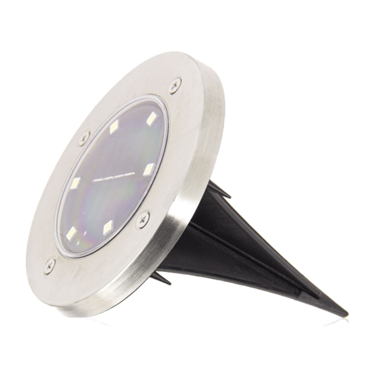 Pack 2 Focos Solares Exterior LED Fijación a Suelo Cromado-2