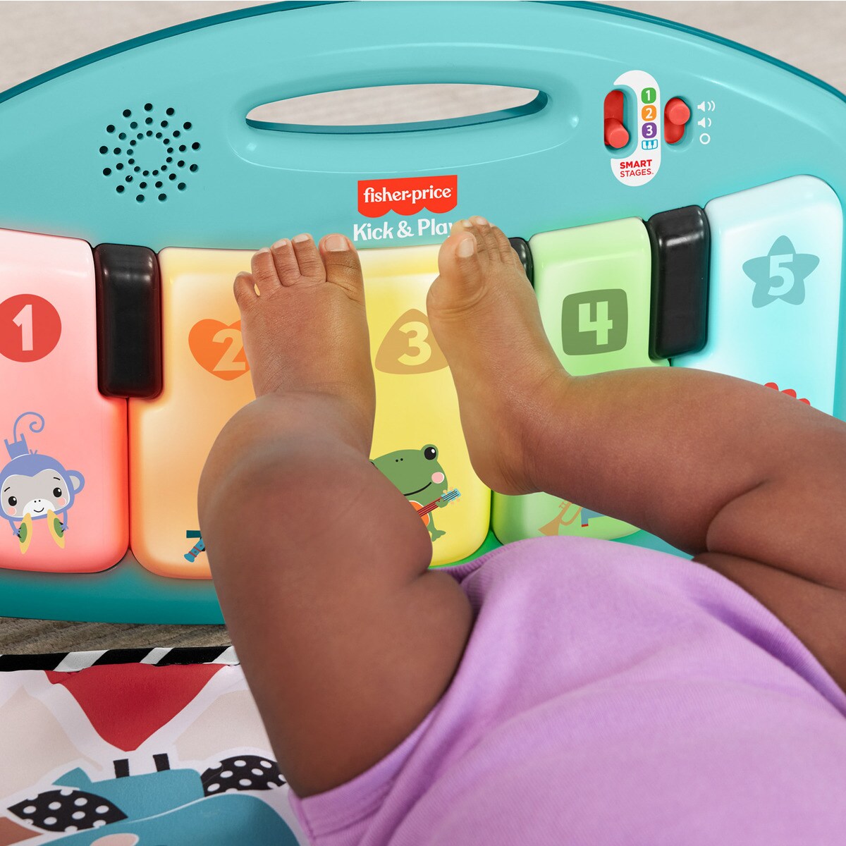 Alfombra De Juego Interactiva 3 En 1 Para Bebés - Con 7 Juguetes, Espejo Y Cojín Minky, Tema Reino Animal