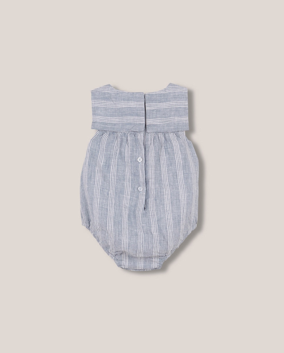 Babygrow às Riscas e em Linho Azul-2