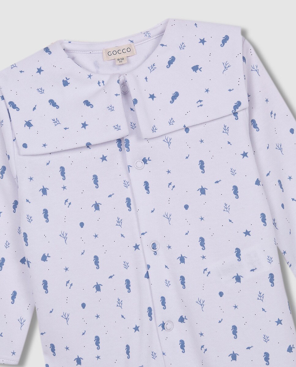 Pijama Comprido com Estampado Mar Branco-6