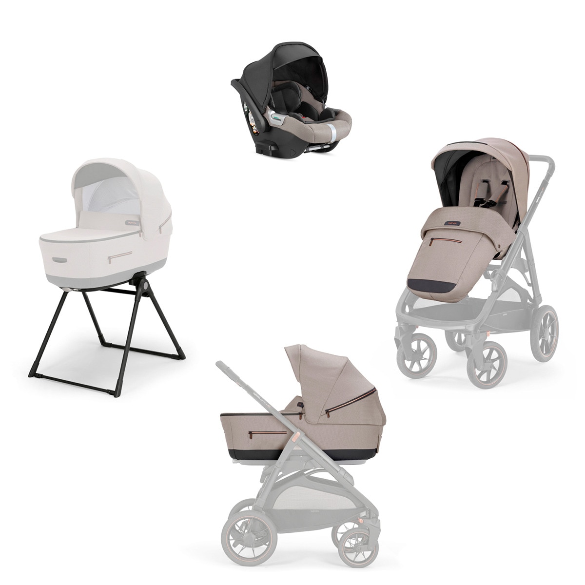 Sistema de paseo Inglesina Aptica XT System Quattro Darwin recline. No incluye chasis. Beige-1