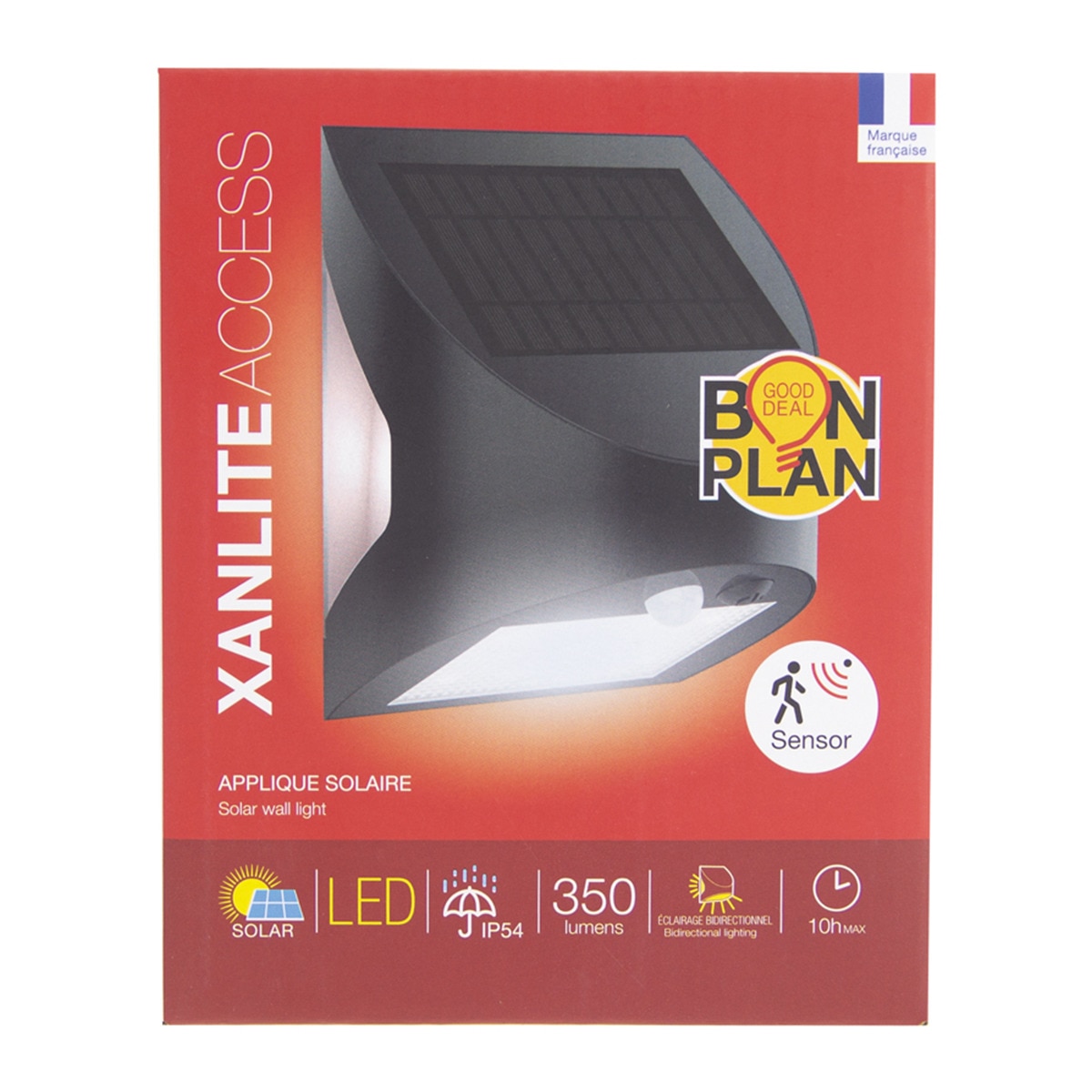 Aplique Solar Exterior LED 350 lm con Sensor Negro-3