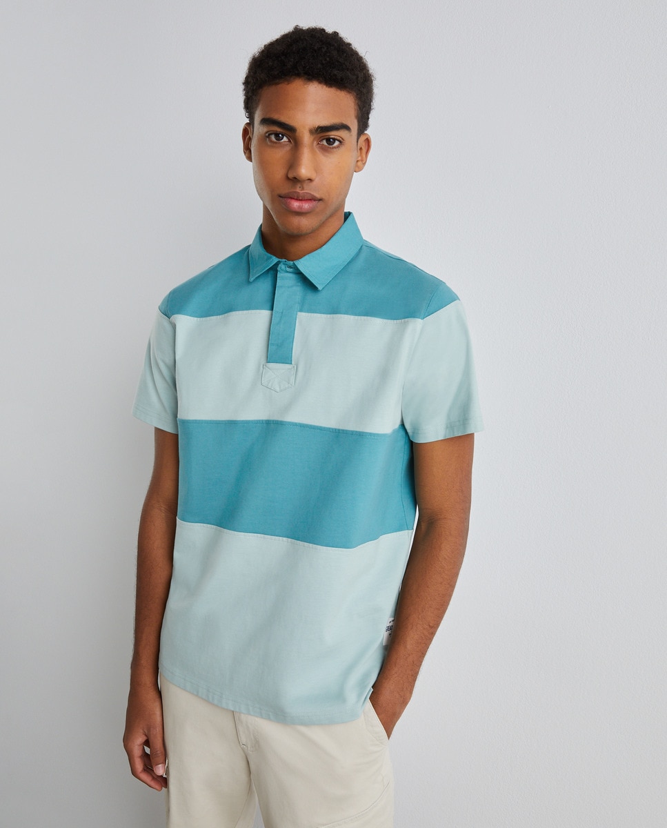 Polo com Color Block Verde-1