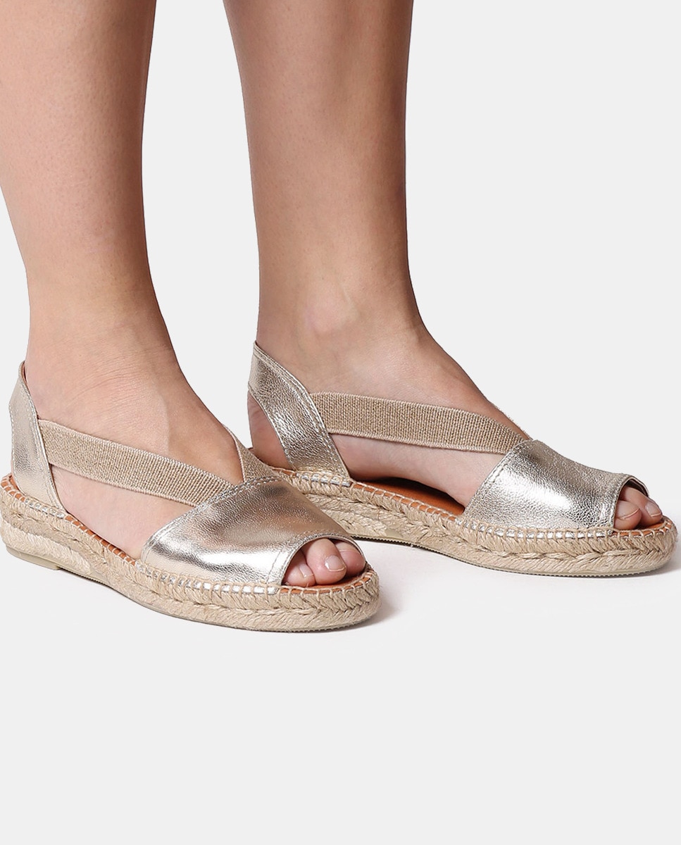 Alpercatas Rasas Etna com Tiras Elásticas e em Pele Platina-7