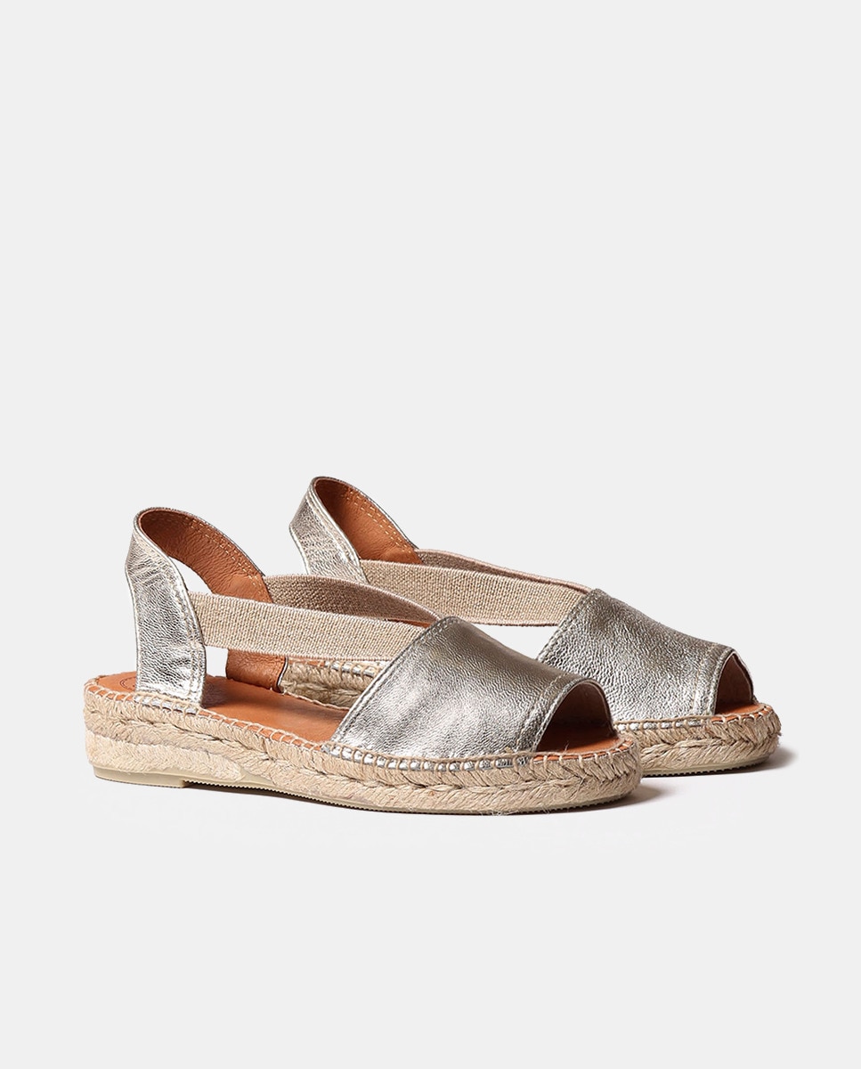 Alpercatas Rasas Etna com Tiras Elásticas e em Pele Platina-2