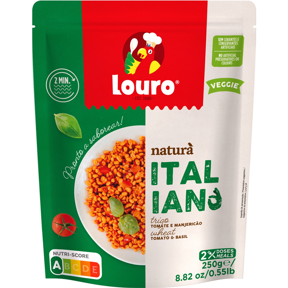 Bulgur Italiano Trigo, Tomate e Mangericão 2 Porções embalagem 250 g
