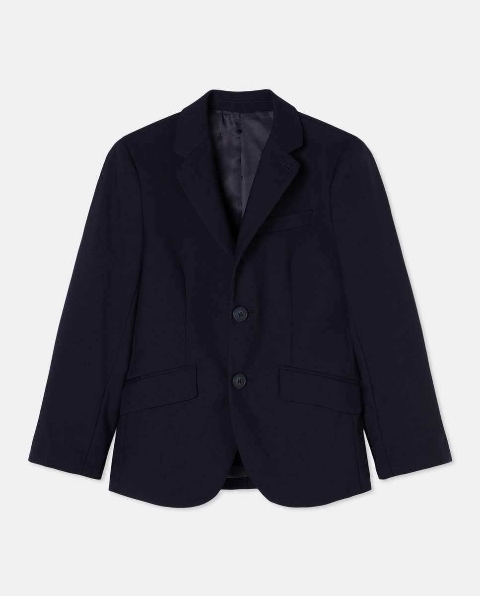 Blazer Liso de Lã Azul-marinho-4