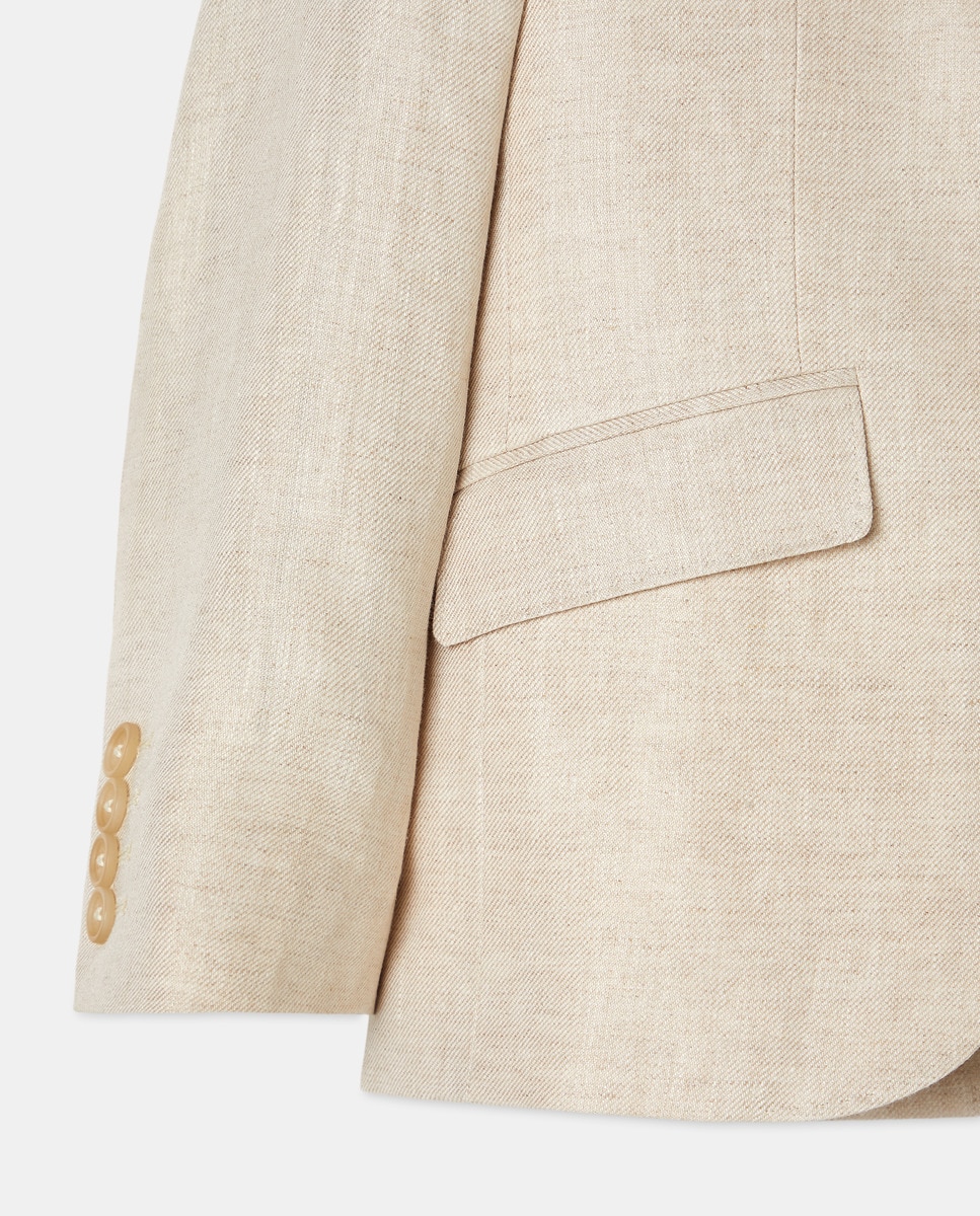Blazer com Fecho de Botão e 100% Linho Branco-5