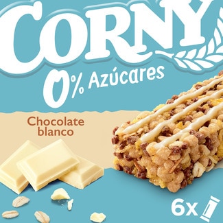 barritas de cereales con chocolate blanco 0% azúcares añadidos y sin aceite de palma estuche 120 g 6 unidades - Corny