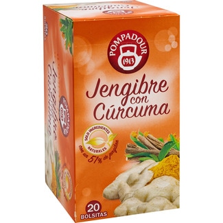 infusión de jengibre con cúrcuma estuche 20 bolsitas - Pompadour
