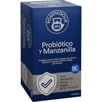 infusión con probióticos y manzanilla envase 15 bolsitas - Pompadour