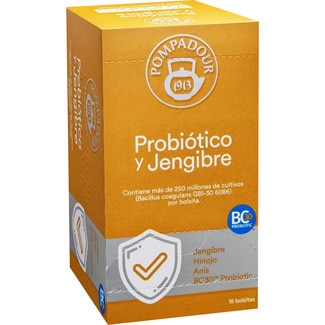 infusión con probióticos y jengibre envase 15 bolsitas - Pompadour