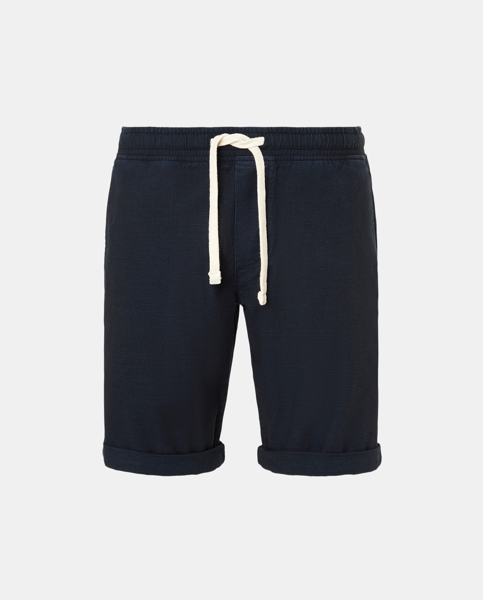 Bermudas Jogger com Aspeto de Linho Stretch Azul-marinho-4