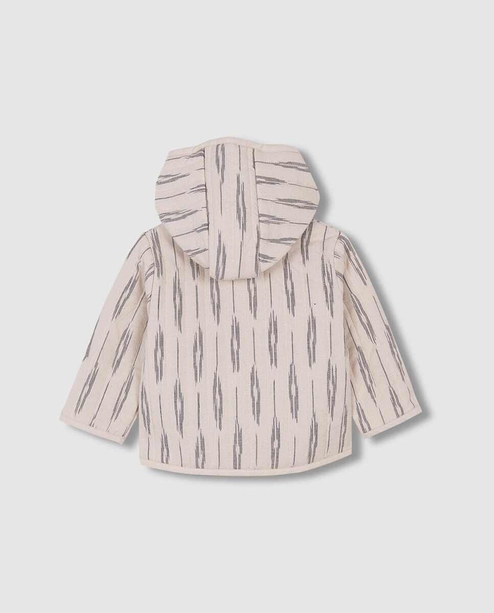 Sobretudo Acolchoado com Estampado Ikat Branco-3