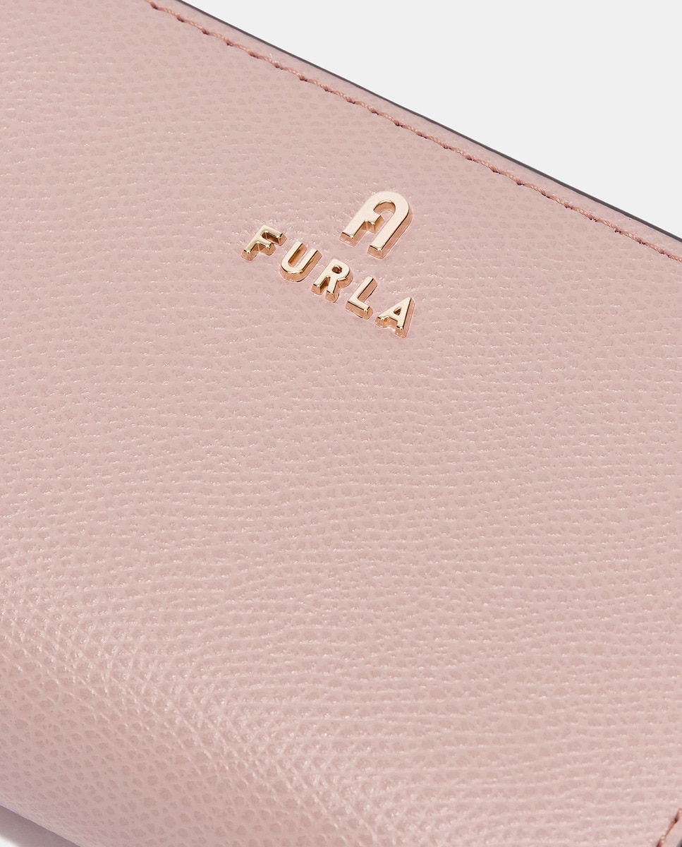 Carteira Compacta em Pele Suave Rosa-4