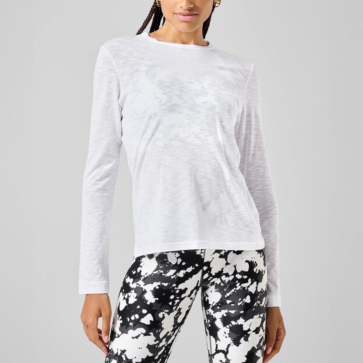 Camisola Comprida de Mulher Soft Texture Long Sleeve Branco-1