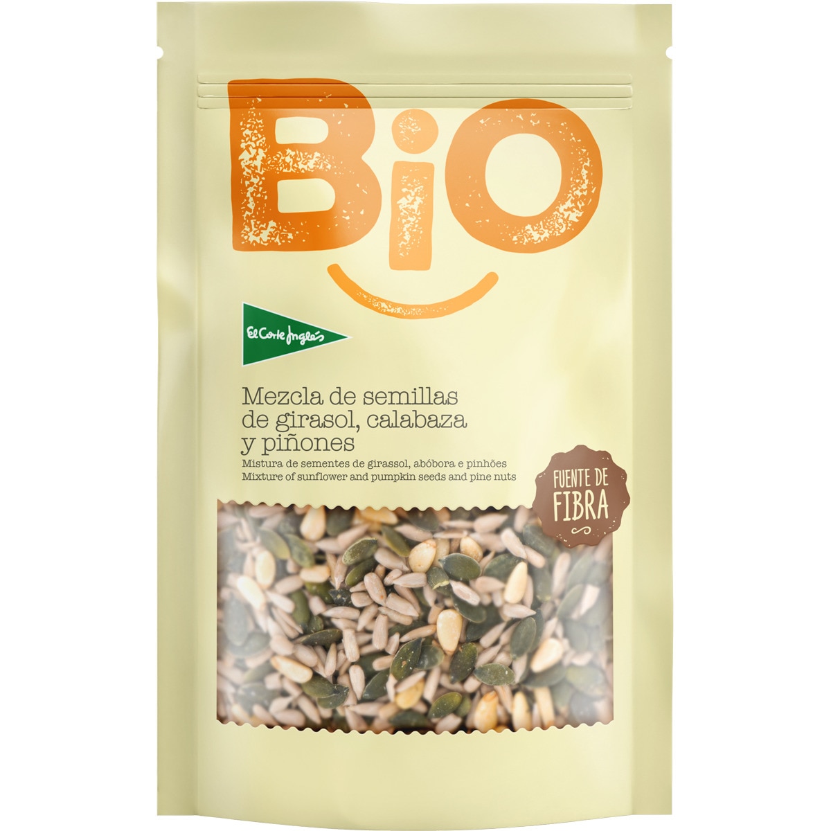 mezcla de semillas de girasol y calabaza peladas crudas y piñones pelados crudos ecológico bolsa 200 g