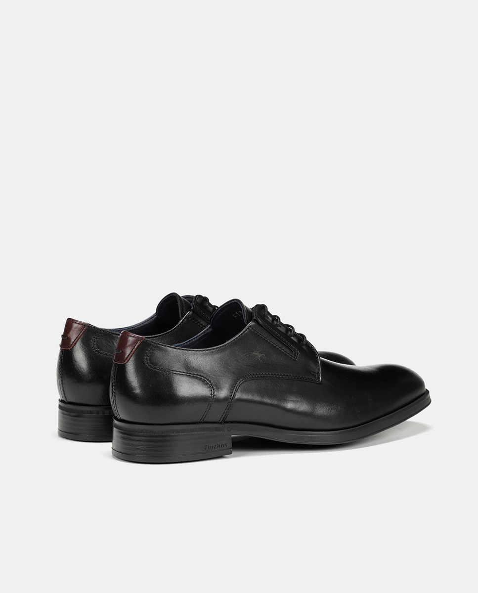 Sapatos de Atacadores Asgard com Pala Lisa e em Pele Preto-3
