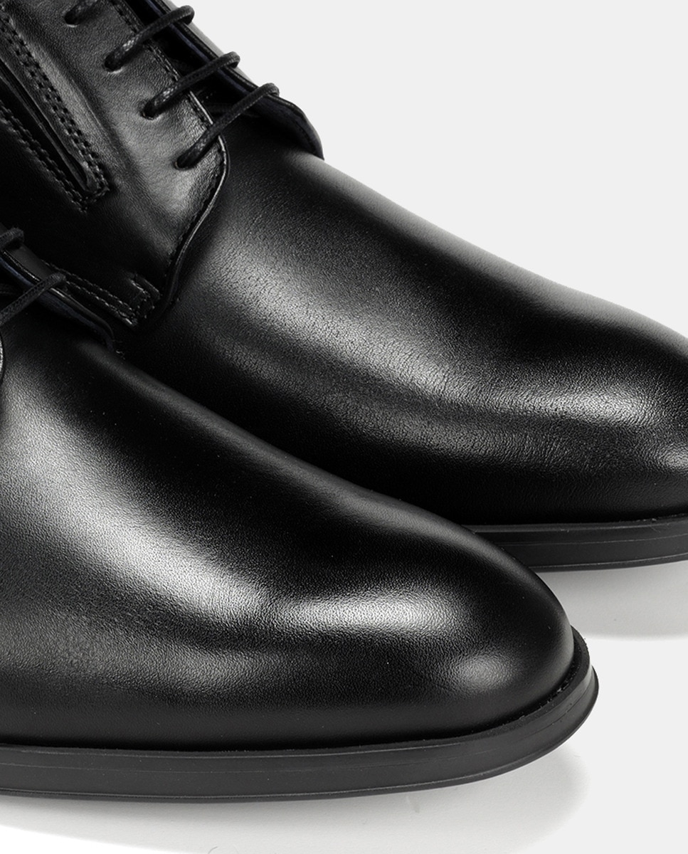 Sapatos de Atacadores Asgard com Pala Lisa e em Pele Preto-5