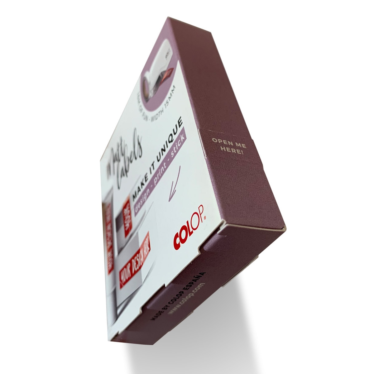 Cinta adhesiva 16mx15mm e-mark Colop mate Blanco mate-3