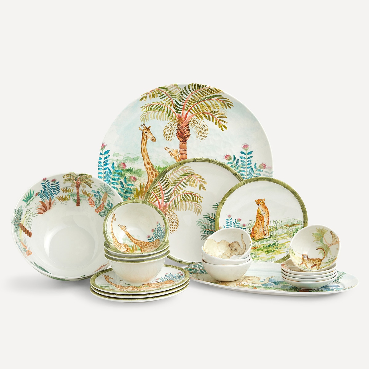 Prato Raso de Melamina Kampala Bambu Multicolor-4