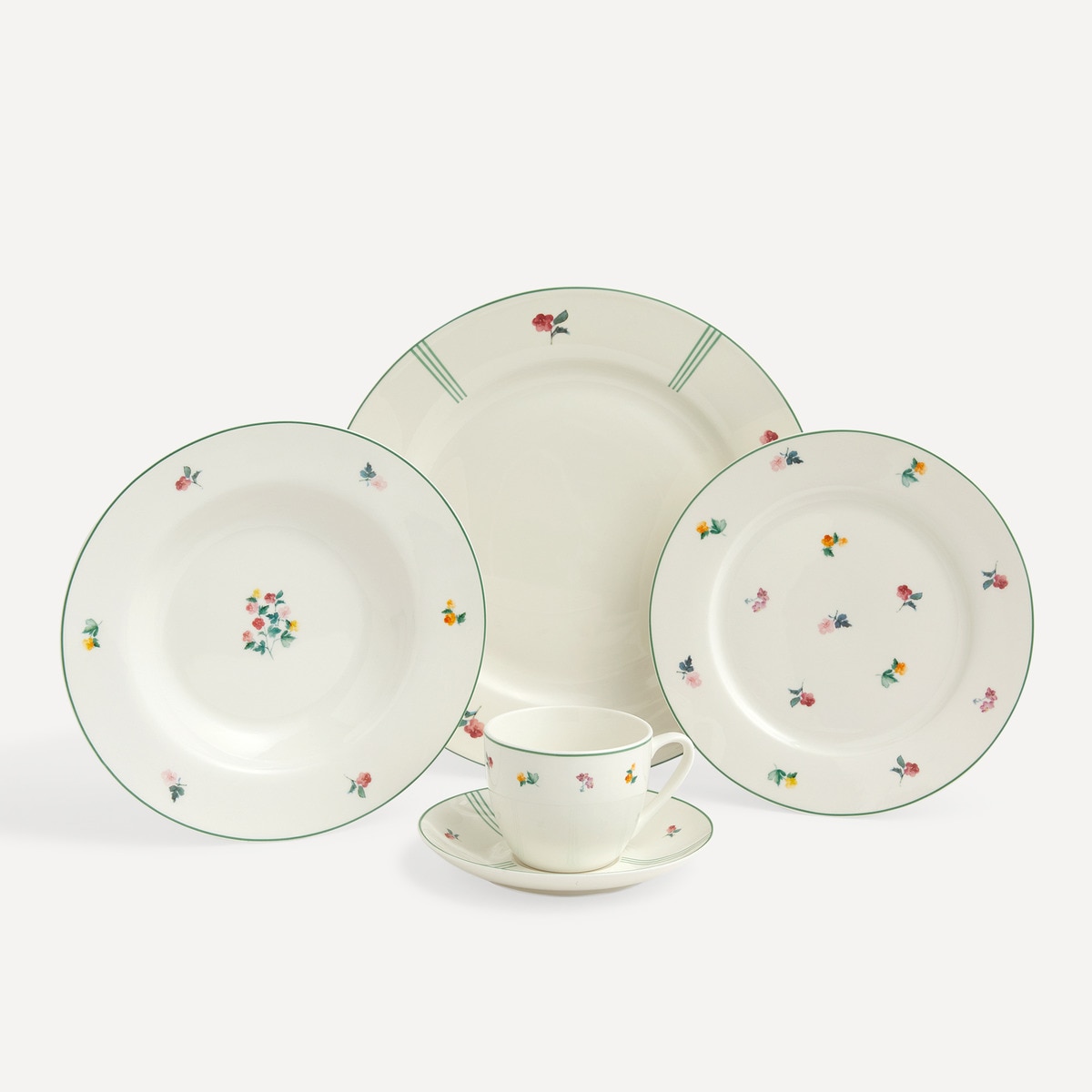 Conjunto de Chávena de Chá com Prato Fiore Branco-3
