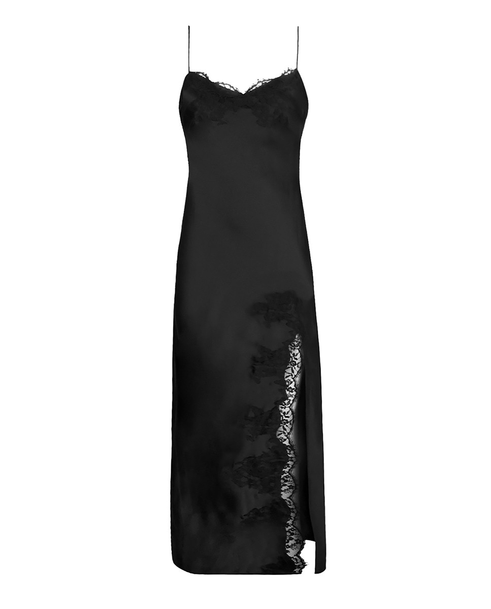 Camisa de Dormir em Seda Preto-3