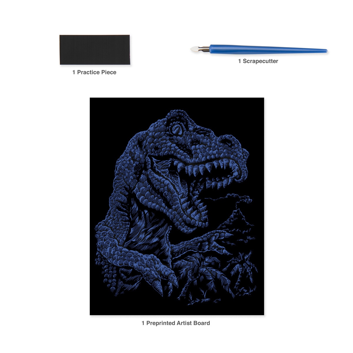 Lámina grabado Engraving Art brillo en la oscuridad dibujo Tyrannosaurus Rex Royal & Langnickel 5