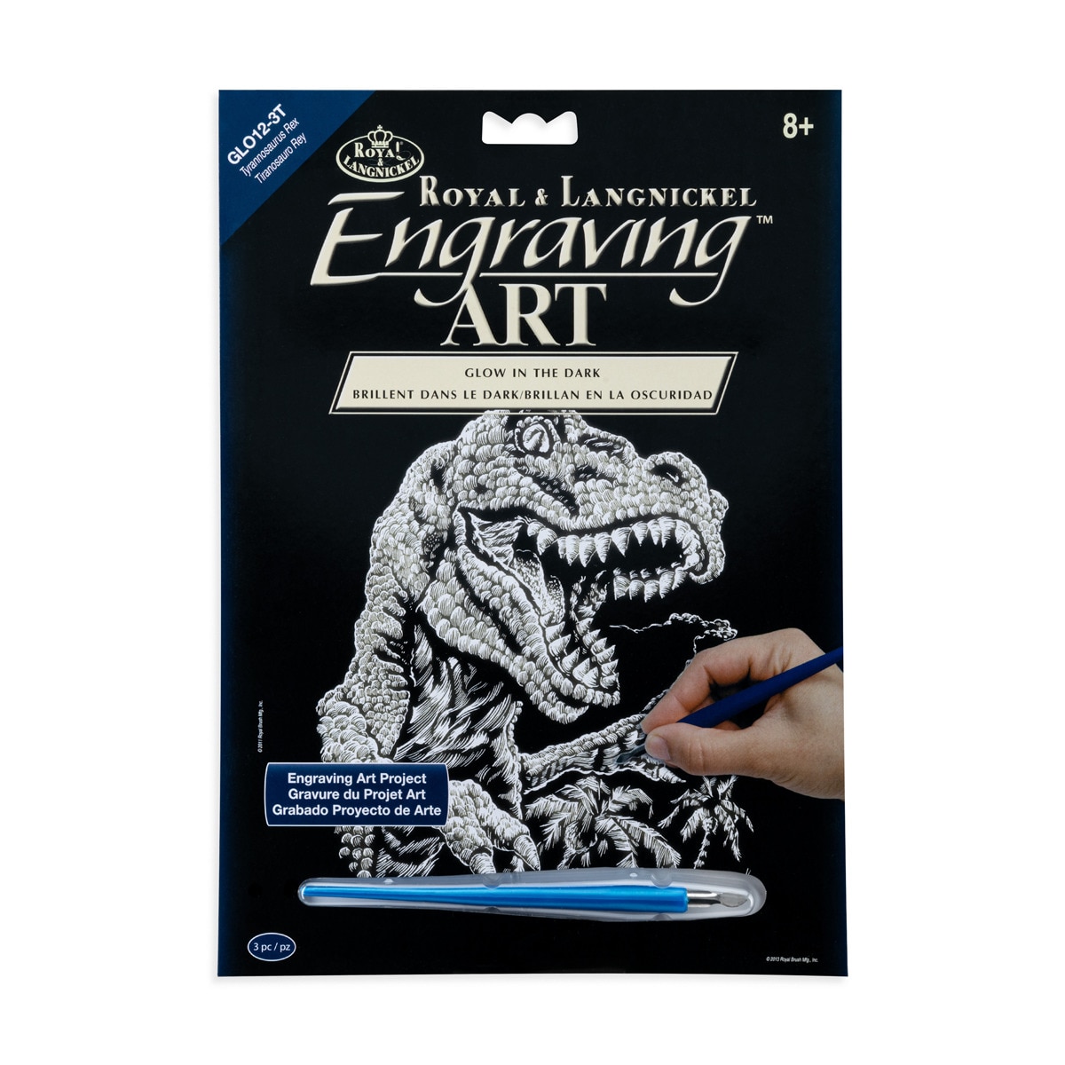 Lámina grabado Engraving Art brillo en la oscuridad dibujo Tyrannosaurus Rex Royal & Langnickel 1