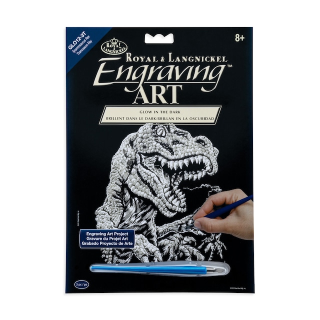 Imagen 0 de Lámina grabado Engraving Art brillo en la oscuridad dibujo Tyrannosaurus Rex Royal & Langnickel