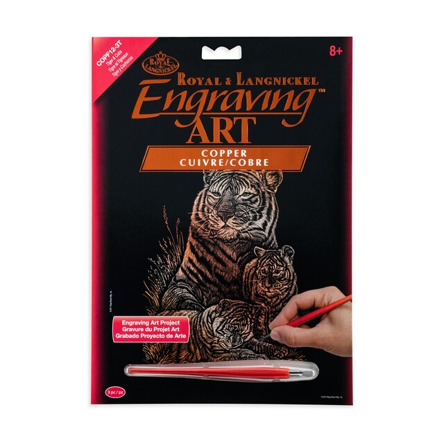 Imagen 0 de Lámina grabado Engraving Art Cobre dibujo Tigre con cachorros Royal & Langnickel