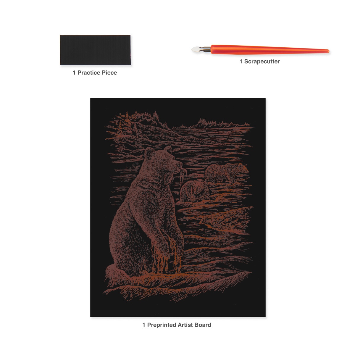 Lámina grabado Engraving Art Cobre dibujo Osos pardos Royal & Langnickel Cobre-5