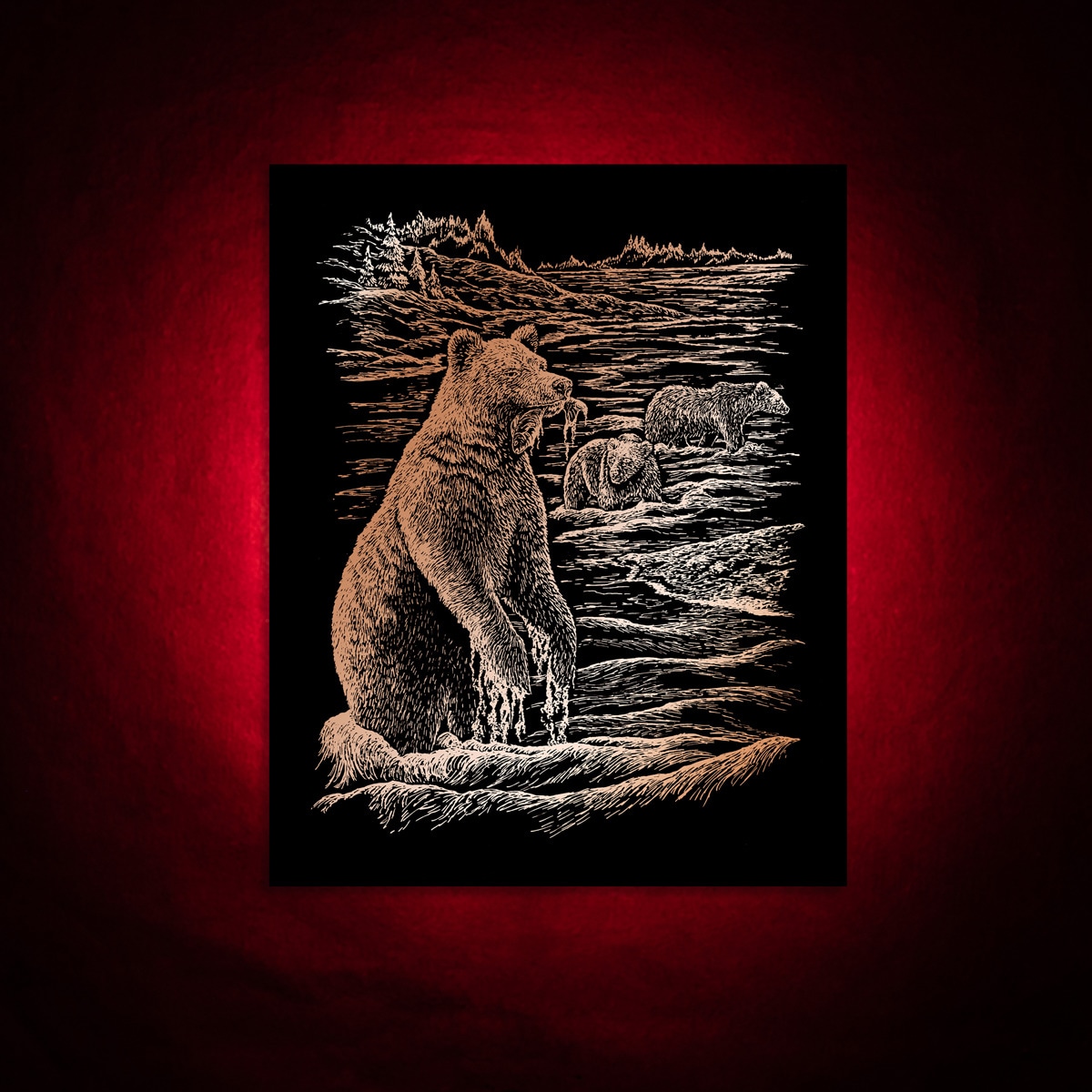 Lámina grabado Engraving Art Cobre dibujo Osos pardos Royal & Langnickel Cobre-4