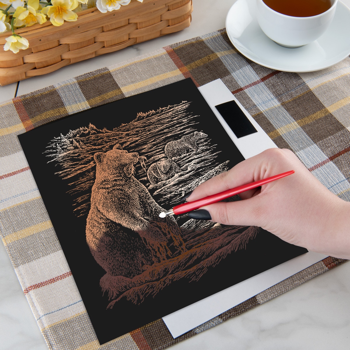 Lámina grabado Engraving Art Cobre dibujo Osos pardos Royal & Langnickel Cobre-3
