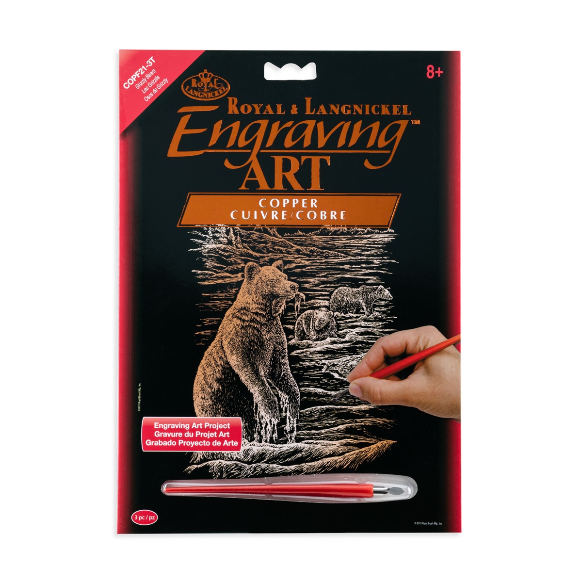 Lámina grabado Engraving Art Cobre dibujo Osos pardos Royal & Langnickel Cobre-1