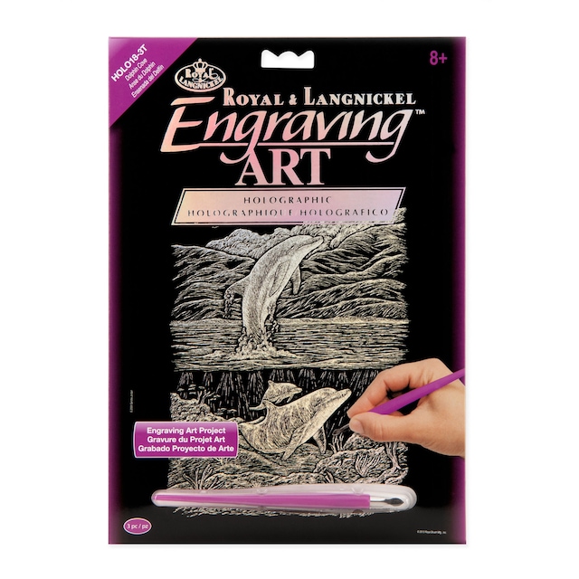 Imagem 0 de Folhas pretas Engraving Art Holografico desenho Golfinhos Royal & Langnickel