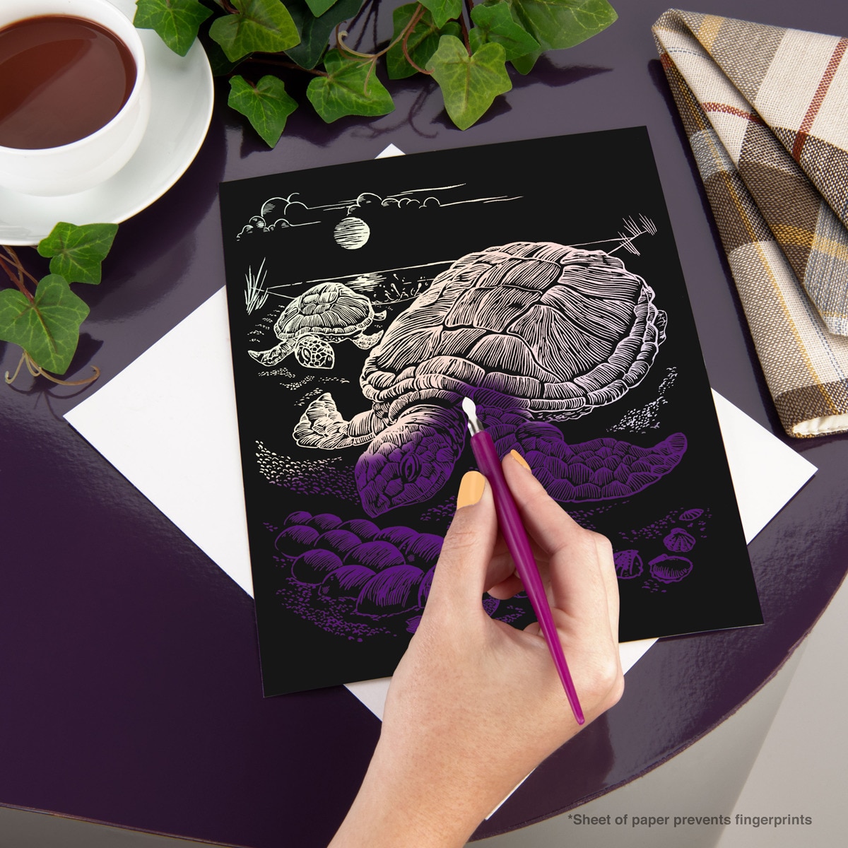 Lámina grabado Engraving Art Holografico dibujo Tortuga marina Royal & Langnickel 3