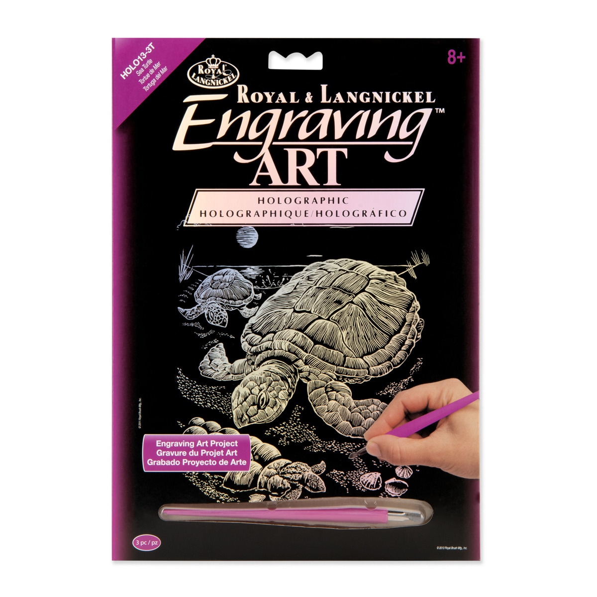 Lámina grabado Engraving Art Holografico dibujo Tortuga marina Royal & Langnickel 1