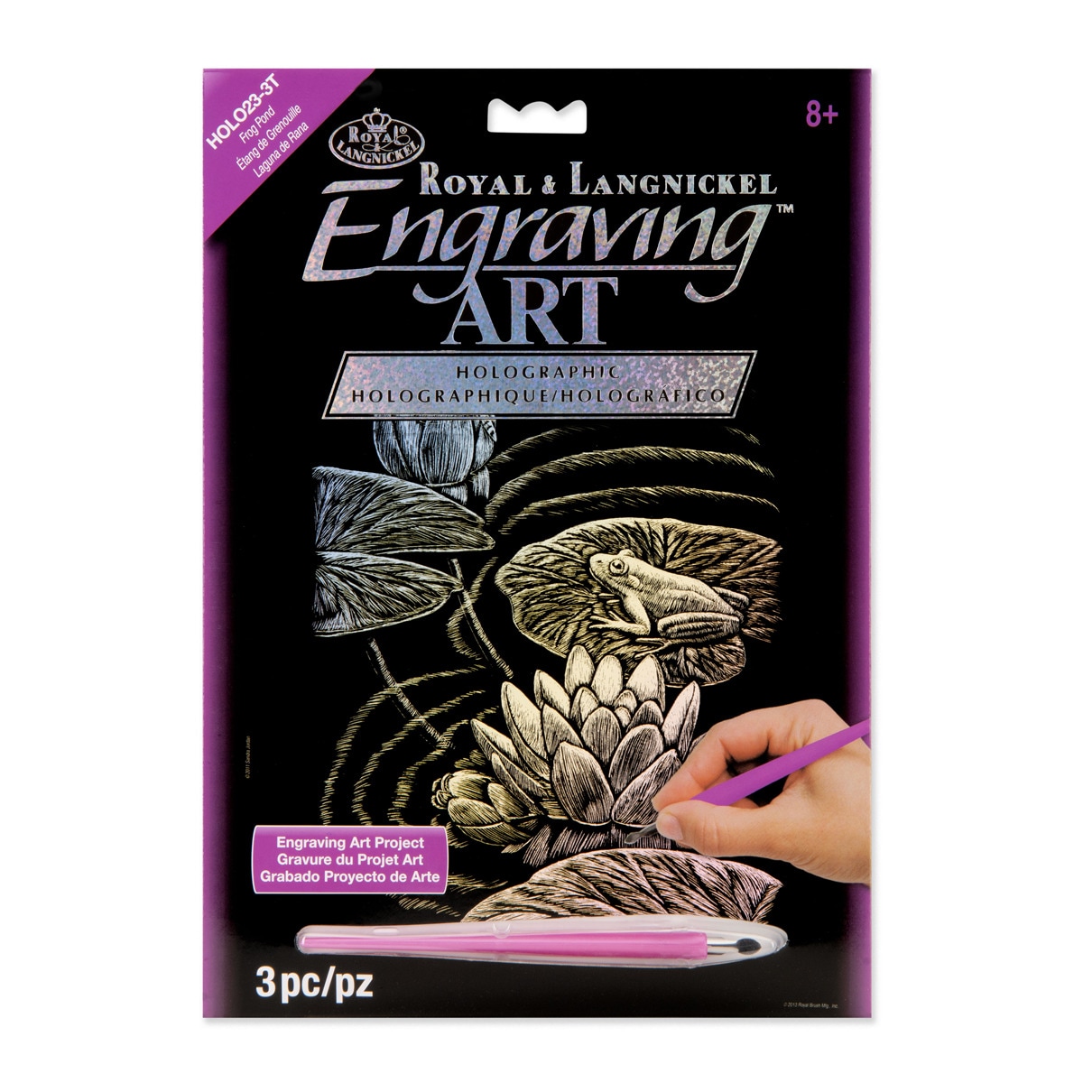 Lámina grabado Engraving Art Holografico dibujo Estanque ranas Royal & Langnickel 1