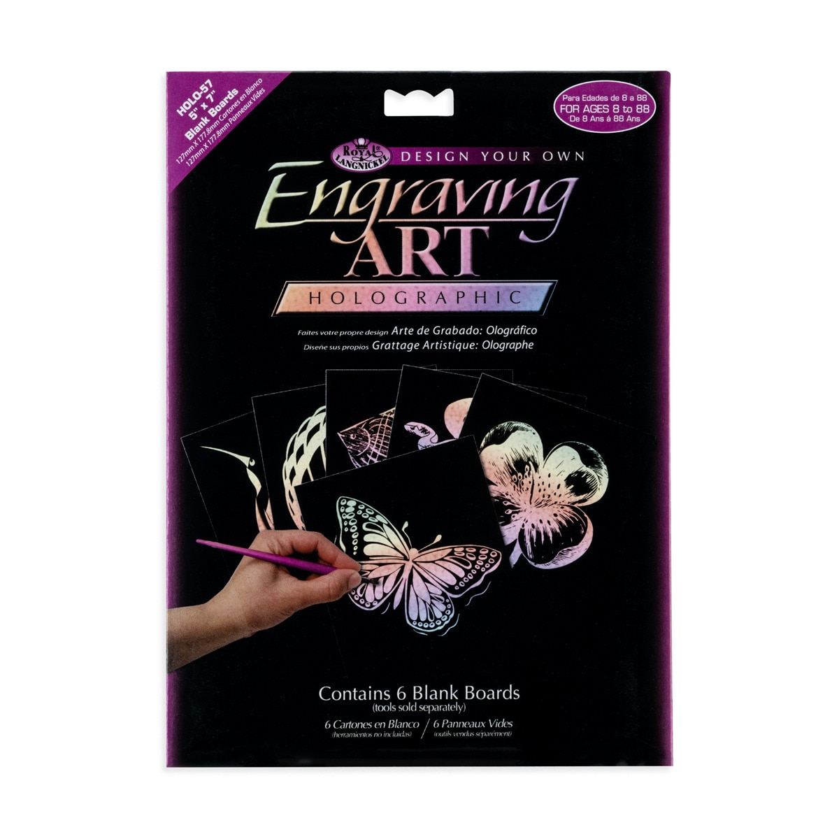 Imagen 0 de Lámina grabado Engraving Art Mini Holografico Mariposas Royal & Langnickel