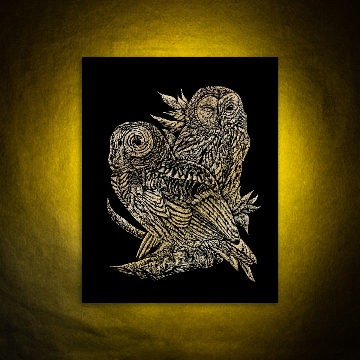 Lámina grabado Engraving Art oro dibujo Búhos Royal & Langnickel Oro-4