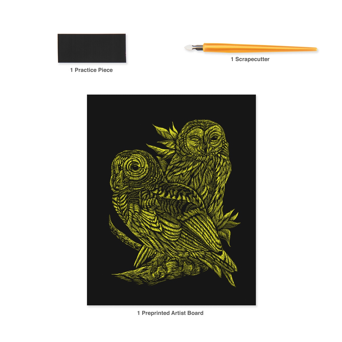 Lámina grabado Engraving Art oro dibujo Búhos Royal & Langnickel Oro-5