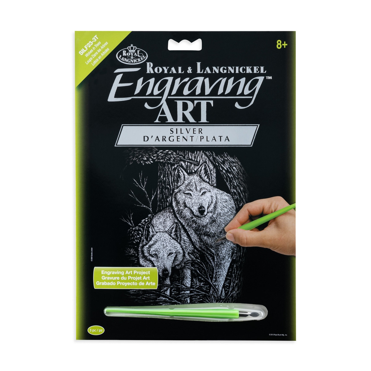 Imagen 0 de Lámina grabado Engraving Art plata dibujo Lobos en los árboles Royal & Langnickel