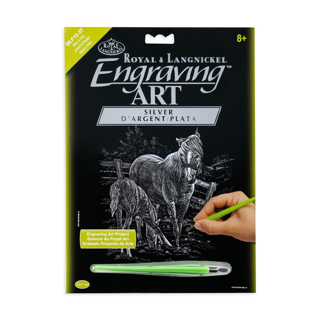 Imagen 0 de Lámina grabado Engraving Art plata dibujo Yegua y portro Royal & Langnickel