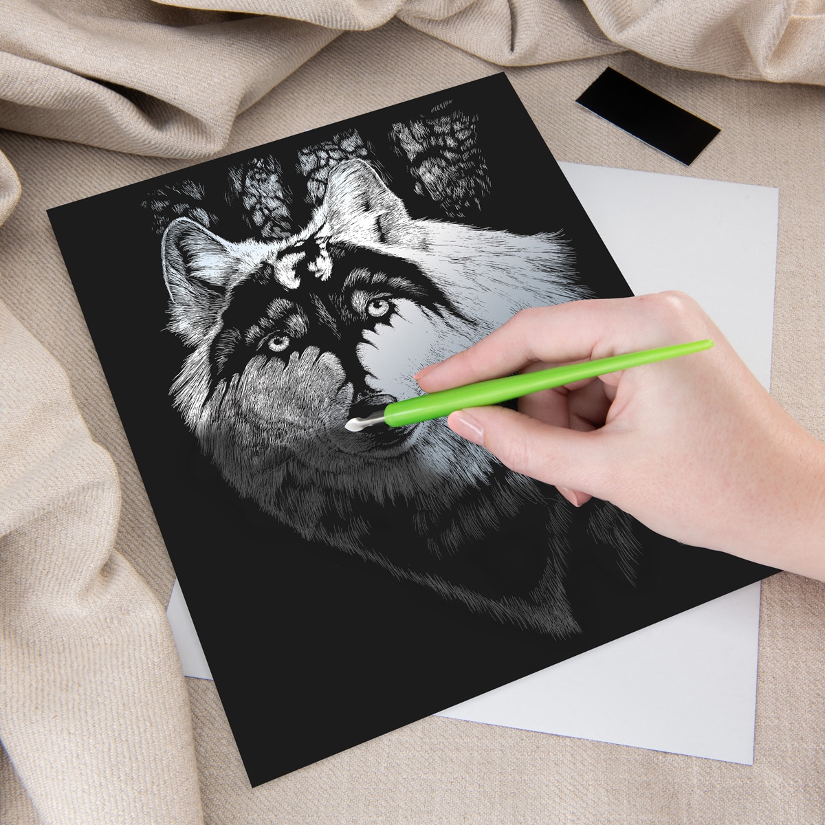 Lámina grabado Engraving Art plata dibujo Dragón lobo Royal & Langnickel Plata-3