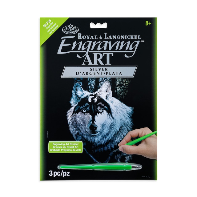 Imagen 0 de Lámina grabado Engraving Art plata dibujo Dragón lobo Royal & Langnickel