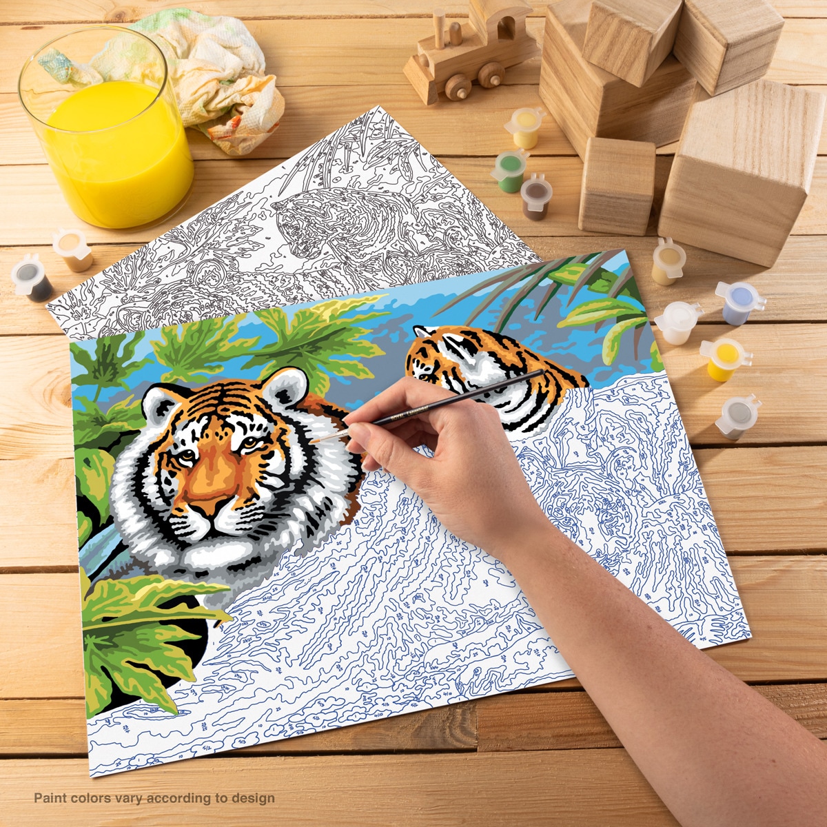 Folha pintar por números desenho adulto Tigre y cachorros Royal & Langnickel 3