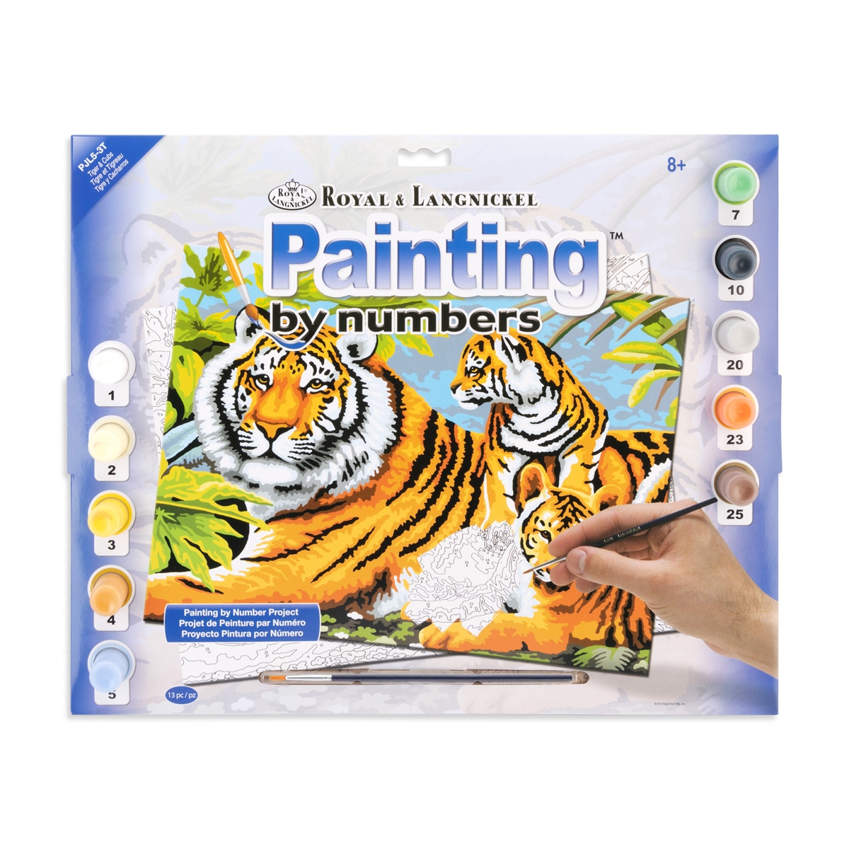 Folha pintar por números desenho adulto Tigre y cachorros Royal & Langnickel 1