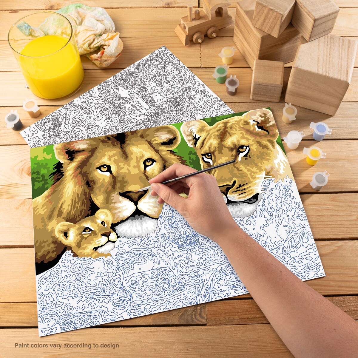 Lámina pintar por números adulto dibujo Manada de leones Royal & Langnickel 3