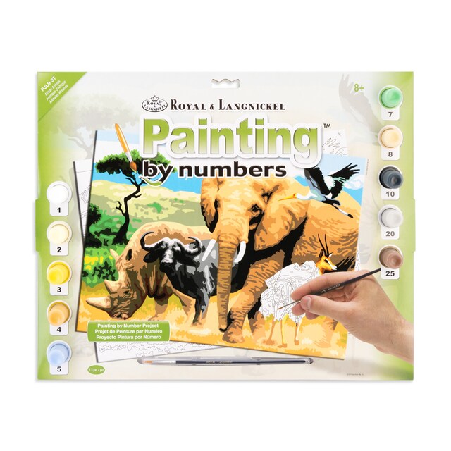 Imagen 0 de Lámina pintar por números adulto dibujo Animales africanos Royal & Langnickel